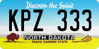 ND license plate KPZ333