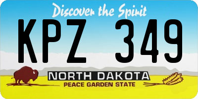 ND license plate KPZ349