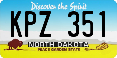 ND license plate KPZ351