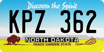 ND license plate KPZ362