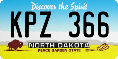 ND license plate KPZ366