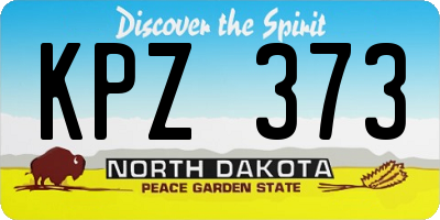 ND license plate KPZ373