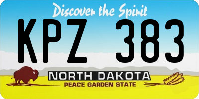 ND license plate KPZ383