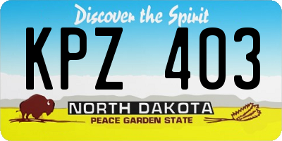 ND license plate KPZ403