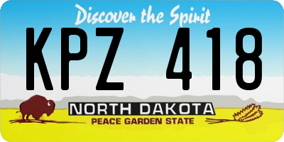 ND license plate KPZ418