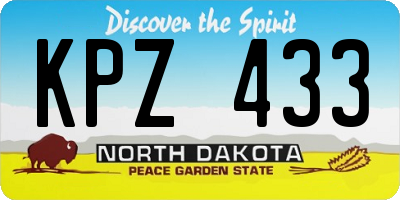 ND license plate KPZ433