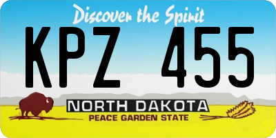 ND license plate KPZ455