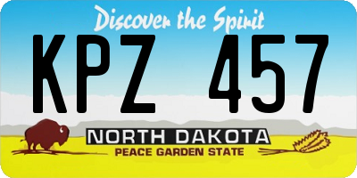 ND license plate KPZ457