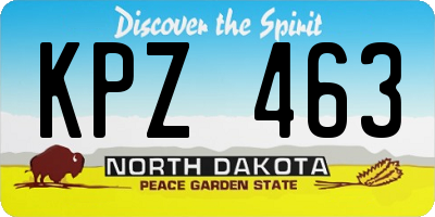 ND license plate KPZ463