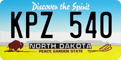 ND license plate KPZ540