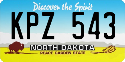 ND license plate KPZ543