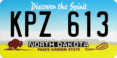 ND license plate KPZ613