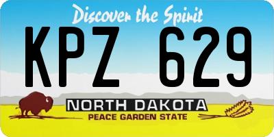 ND license plate KPZ629