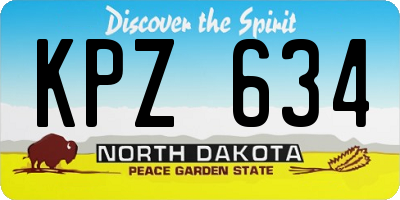 ND license plate KPZ634