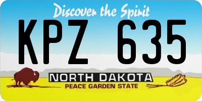 ND license plate KPZ635