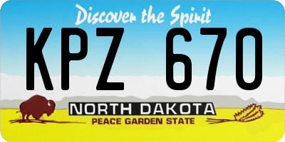 ND license plate KPZ670