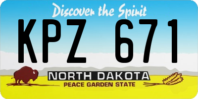 ND license plate KPZ671