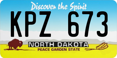ND license plate KPZ673