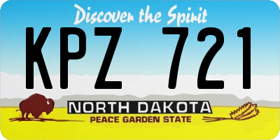 ND license plate KPZ721