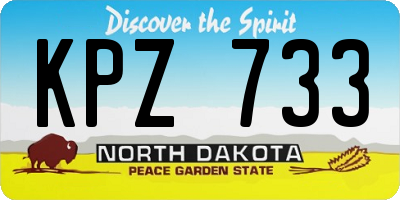 ND license plate KPZ733