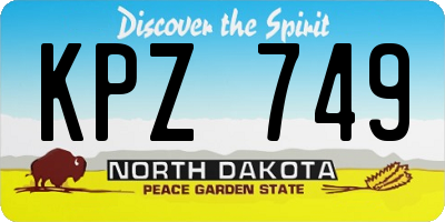 ND license plate KPZ749