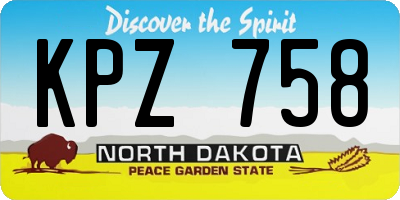 ND license plate KPZ758