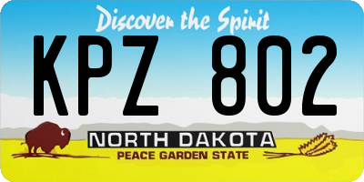 ND license plate KPZ802