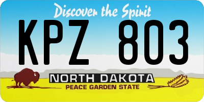 ND license plate KPZ803