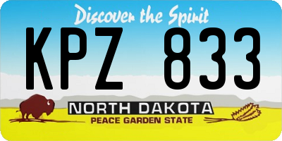 ND license plate KPZ833