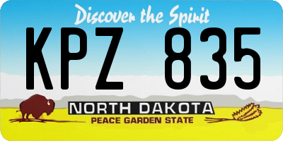 ND license plate KPZ835