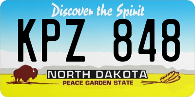 ND license plate KPZ848