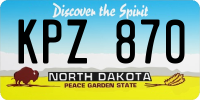 ND license plate KPZ870