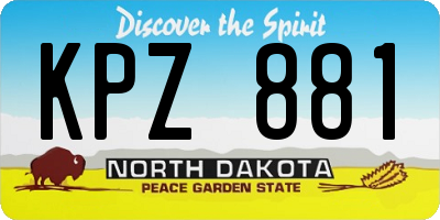 ND license plate KPZ881