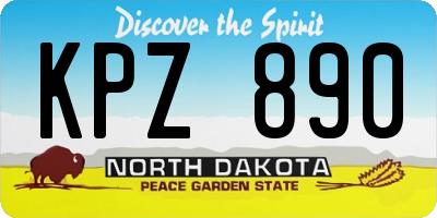 ND license plate KPZ890