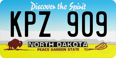 ND license plate KPZ909