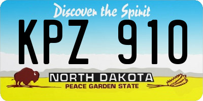 ND license plate KPZ910