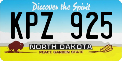 ND license plate KPZ925