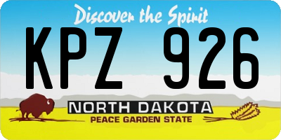 ND license plate KPZ926