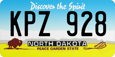ND license plate KPZ928
