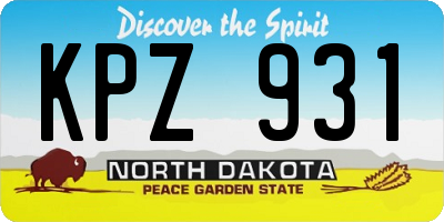 ND license plate KPZ931
