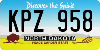 ND license plate KPZ958