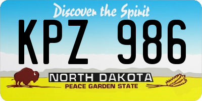 ND license plate KPZ986