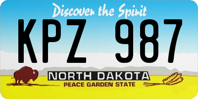 ND license plate KPZ987