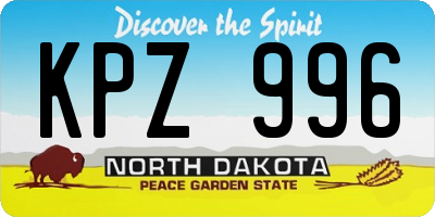 ND license plate KPZ996