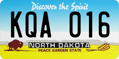 ND license plate KQA016