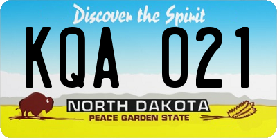 ND license plate KQA021