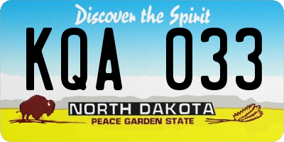 ND license plate KQA033