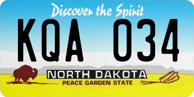 ND license plate KQA034