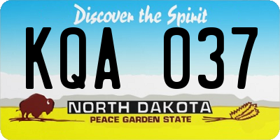 ND license plate KQA037
