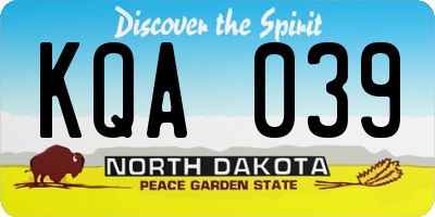 ND license plate KQA039